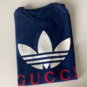 Men’s Gucci X Adidas Cotton Jersey t-shirt Navy sz M
